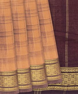 Sandal Handloom Kadapa Cotton Saree With Checks
