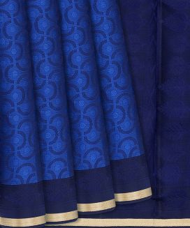 Blue Woven Soft Silk Saree With Floral Motifs
