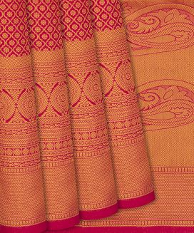Pink Woven Blended Soft Silk Saree With Kamalam Motifs
