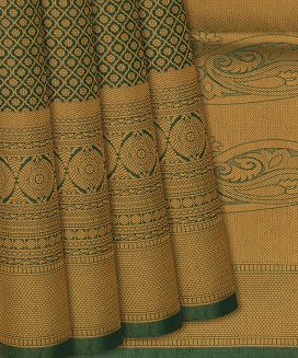 Green Woven Blended Soft Silk Saree With Kamalam Motifs
