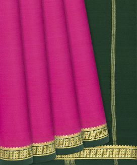 Hot Pink Mysore Plain Crepe Silk Saree With Contrast Pallu
