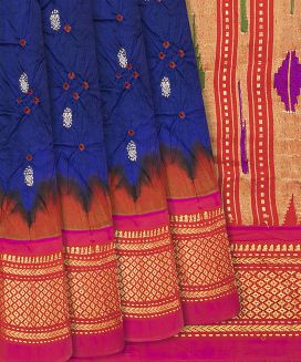 Purple Handwoven Bandhani Silk Saree With Paithani Pallu
