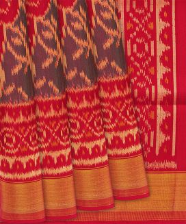 Red Handloom Rajkot Patola Silk Saree With Peacock Motifs
