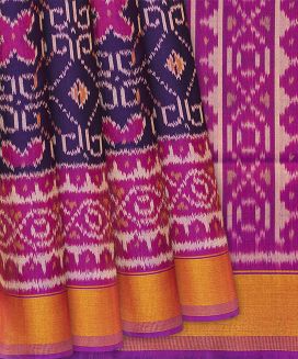Purple Handloom Rajkot Patola Silk Saree With Floral Motifs

