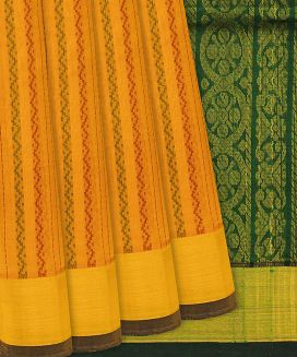 Turmeric Yellow Handloom Silk Cotton Saree With Neli Motifs
