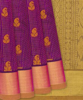 Magenta Handloom Silk Cotton Saree With Mango Motifs
