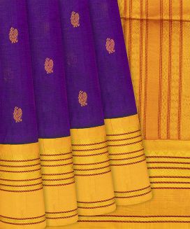 Purple Handloom Silk Cotton Saree With Annam Buttas
