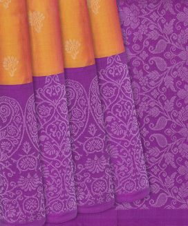 Orange Soft Silk Saree With Floral Buttas
