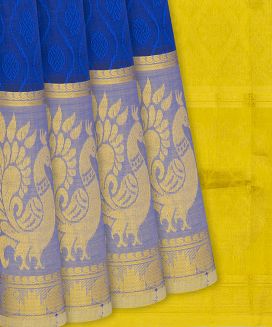 Blue Handloom Silk Cotton Saree With Rudraksham Motifs
