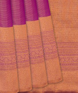 Pink Kanchipuram Silk Saree With Zari Stripes
