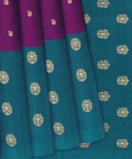 Magenta Handloom Soft Silk Saree With Mango Motifs
