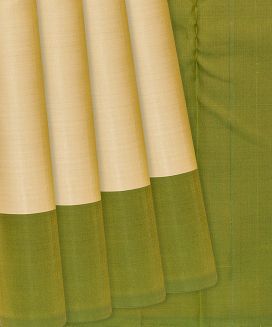 Cream Handloom Soft Silk Saree With Green Border
