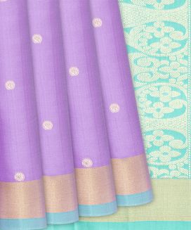 Lavender Handloom Soft Silk Saree With Rudraksham Buttas
