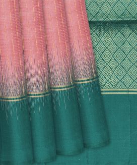 Peach Soft Silk Saree With Zari Stripes
