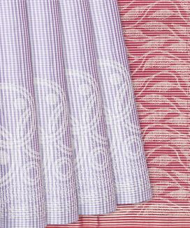 Lavender Handloom Soft Silk Saree With Checks
