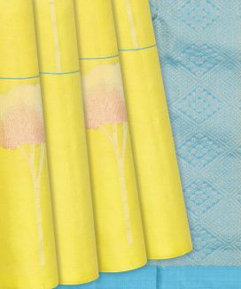 Yellow Handloom Soft Silk Saree With Tree Buttas
