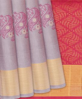Lavender Soft Silk Saree With Floral Buttas

