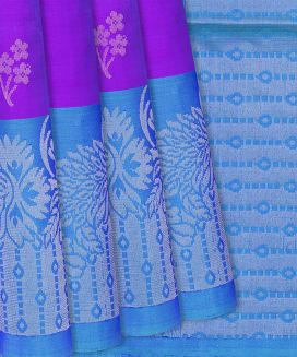 Purple Soft Silk Saree With Floral Motif Buttas
