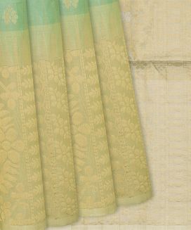 Pista Green Soft Silk Saree With Floral Motifs

