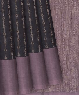 Black Soft Silk Saree With Stripes
