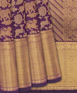 Magenta Handloom Kanchipuram Silk Saree With Vanasingaram Motifs
