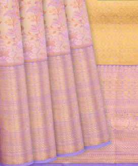 Lavender Kanchipuram Tissue Silk Saree With Floral Motifs
