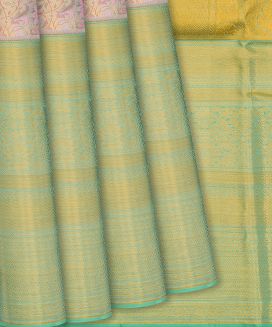 Turquoise Handloom Kanchipuram Tissue Silk Saree With Vine Motifs

