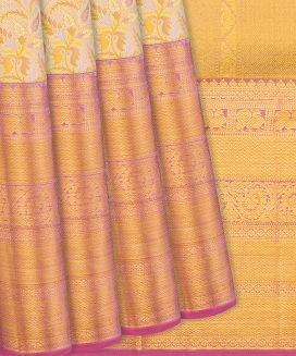 Gold Kanchipuram Tissue Silk Saree With Floral Vine Motifs
