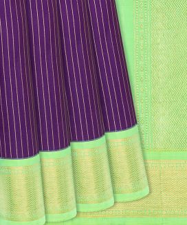 Magenta Handloom Kanchipuram Korvai Silk Saree With Zari Stripes
