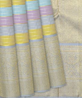Multi Color Handloom Kanchipuram Silk Saree With Zari Stripes
