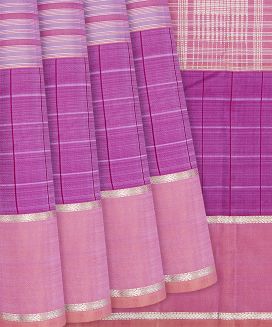 Baby Pink Handloom Kanchipuram Silk Saree With Stripes
