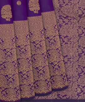 Purple Handloom Kanchipuram Silk Saree With Mango Motifs
