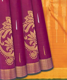 Crimson Handloom Kanchipuram Silk Saree With Corner Annam Butta
