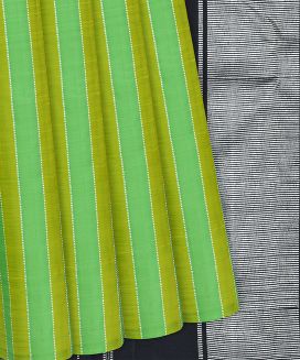 Green Handloom Kanchipuram Silk Saree With Stripes
