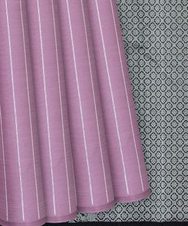 Dusty Pink Handloom Kanchipuram Silk Saree With Dotted Stripes
