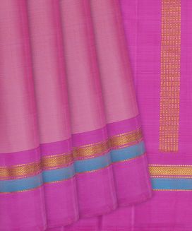 Bubble-gum Pink Handloom Kanchipuram Plain Silk Saree

