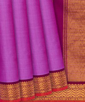 Hot Pink Handloom Kanchipuram Silk Saree With Contrast Border
