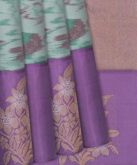 Shadow Green Handloom Kanchipuram Silk Saree With Tie & Dye Motifs
