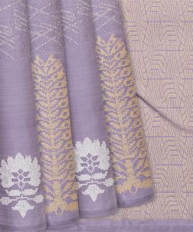 Lavender Handloom Kanchipuram Silk Saree With Abstract Motifs
