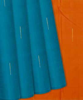 Sky Blue Handloom Kanchipuram Silk Saree With Jasmine Buttas
