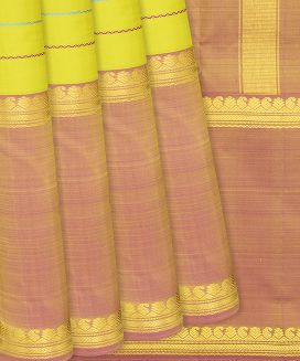 Light Green Handloom Kanchipuram Silk Saree With Beldari Stripes
