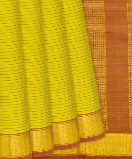 Light Green Handloom Kanchipuram Silk Saree With Stripes

