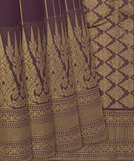 Viva Magenta Handloom Natural Dyed Kanchipuram Silk Saree With Lai Thai Motifs
