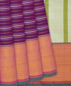 Purple Handloom Kanchipuram Silk Saree With Beldari Stripes
