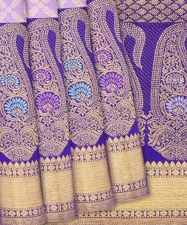 Lavender Handloom Kanchipuram Silk Saree With Meena Motifs
