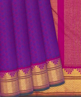 Purple Handloom Kanchipuram Payadi Silk Saree With Checks
