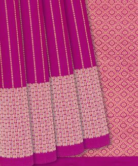 Hot Pink Handloom Soft Silk Saree With Zari Stripes
