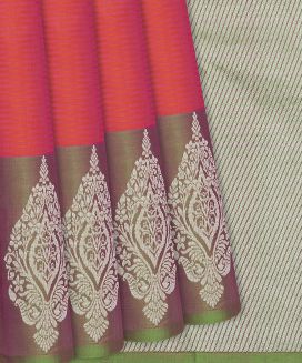 Orange Handloom Soft Silk Saree With Stripes
