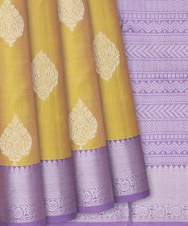 Mustard Handloom Soft Silk Saree With Floral Buttas
