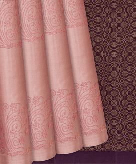Dusty Pink Handloom Soft Silk Saree With Floral Motifs
